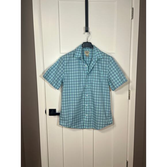 L.L. Bean Men Traditional Fit Short Sleeve Plaid Button Up NWOT Size M Medium - Picture 2 of 7